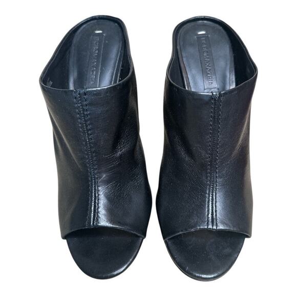 BCBGMaxazria Jeremy Black Leather High Heel Open Toe Mules Sandals Size 9B NWOB - Picture 2 of 8